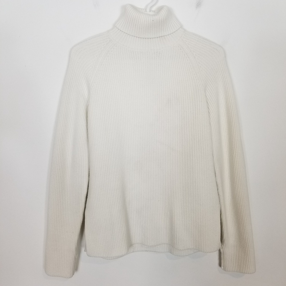 EVEREVE Women Turtleneck Pullover Sweater Sz XS White Ribbed Knit Classic